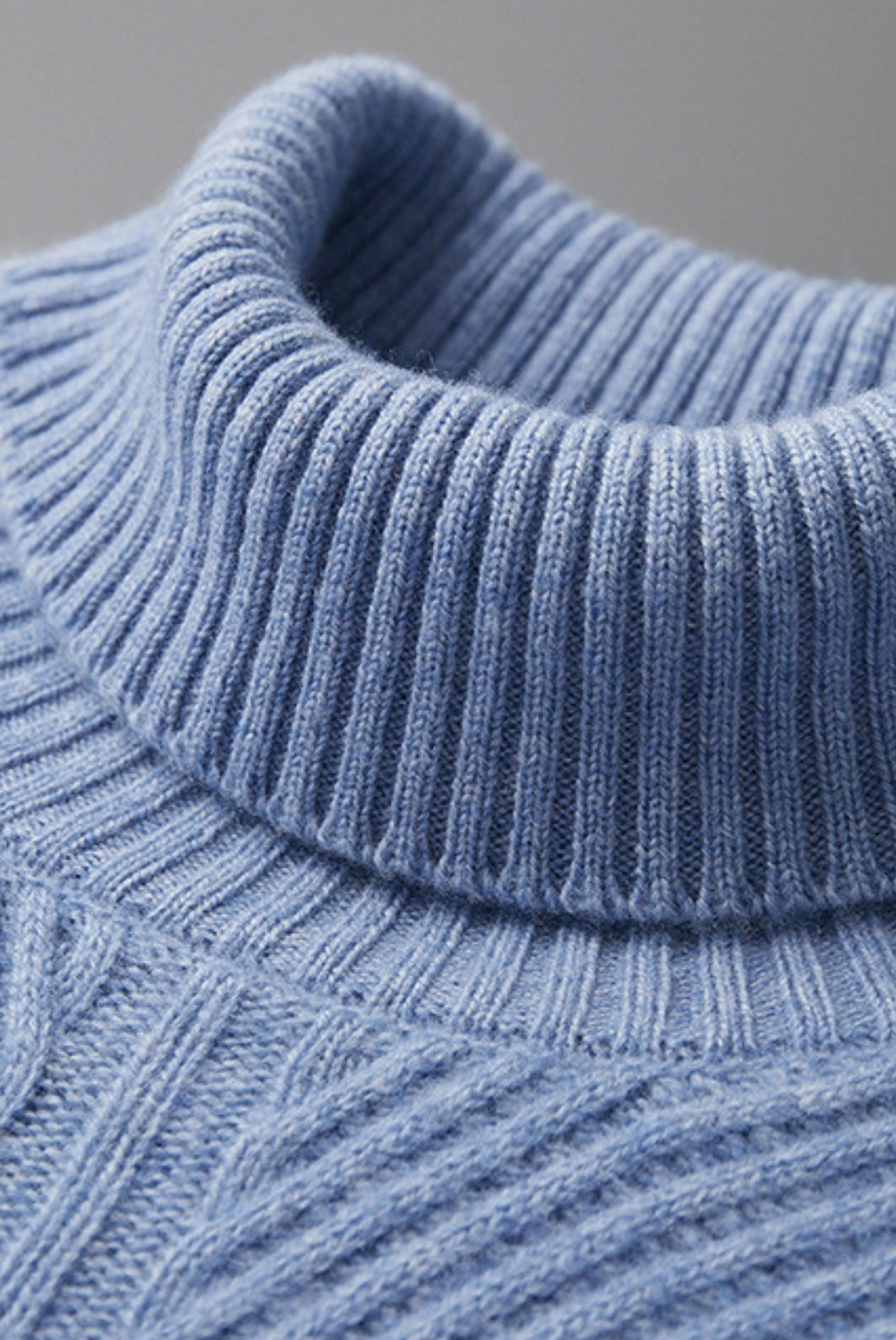 Blue Ribbed Cashmere Sweater