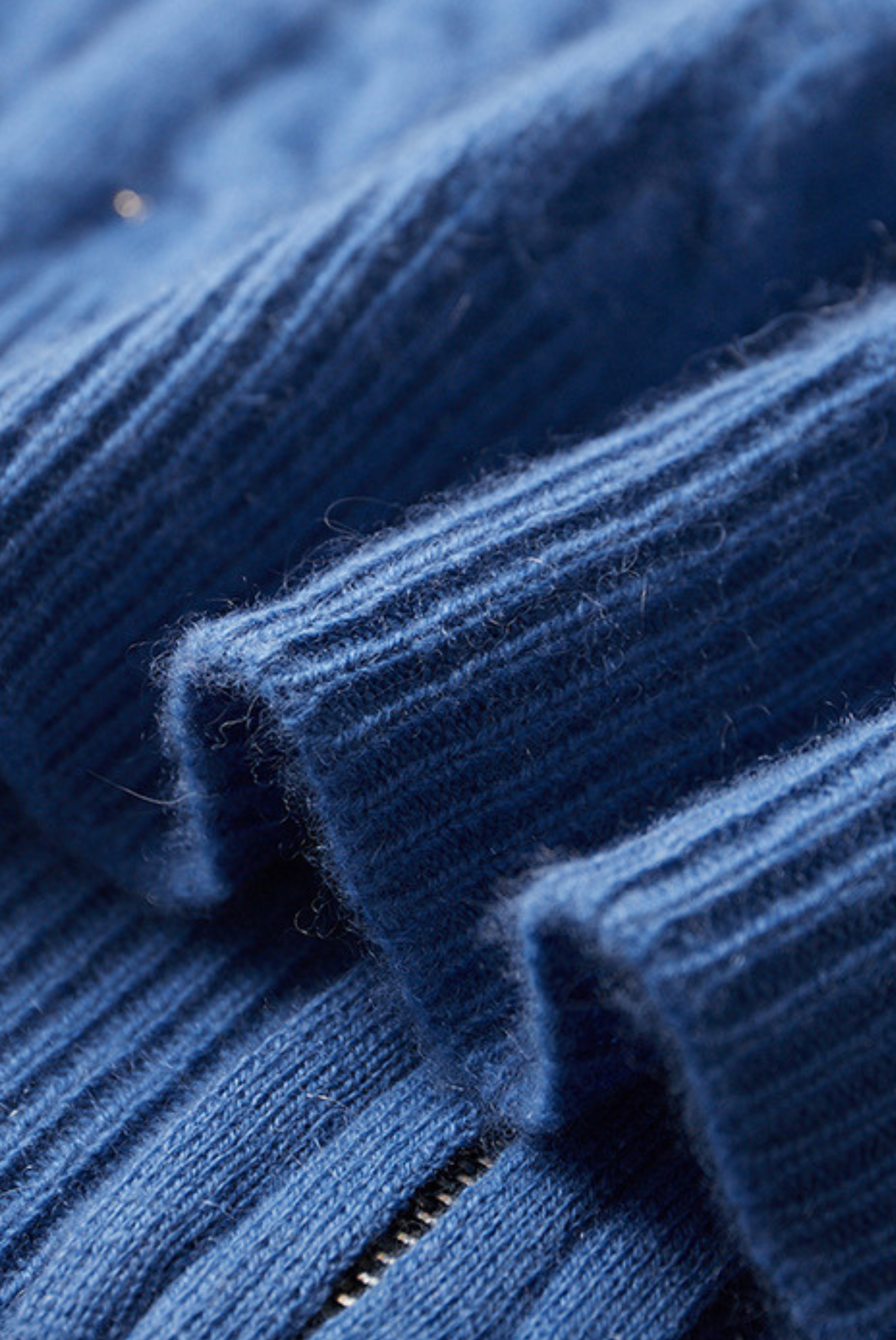 Blue Cashmere Zip-Up Jacket