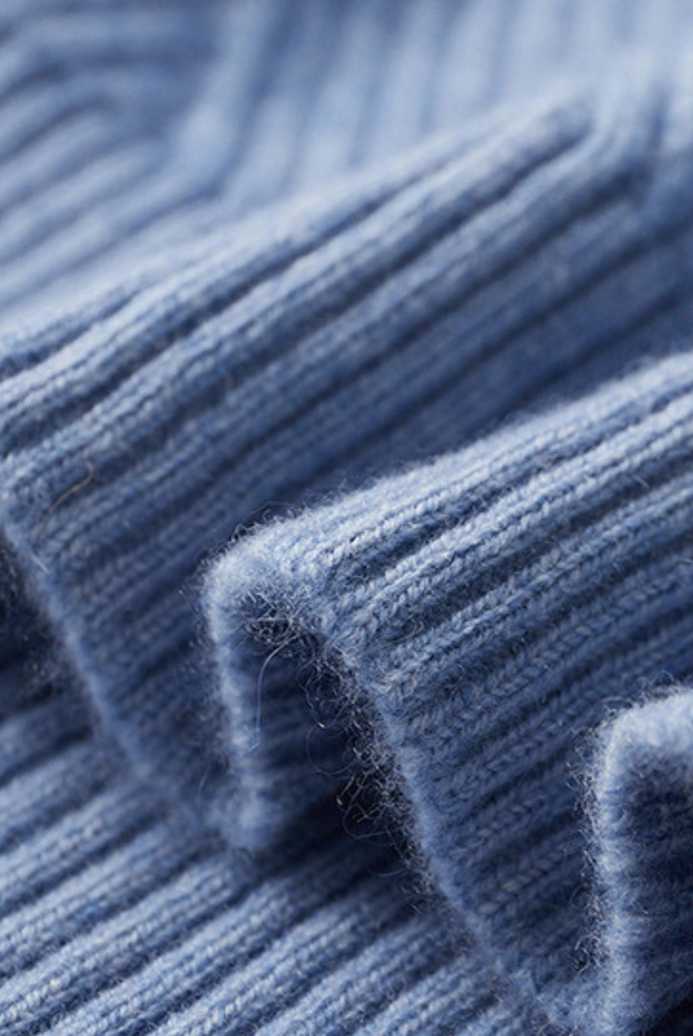Blue Ribbed Cashmere Sweater