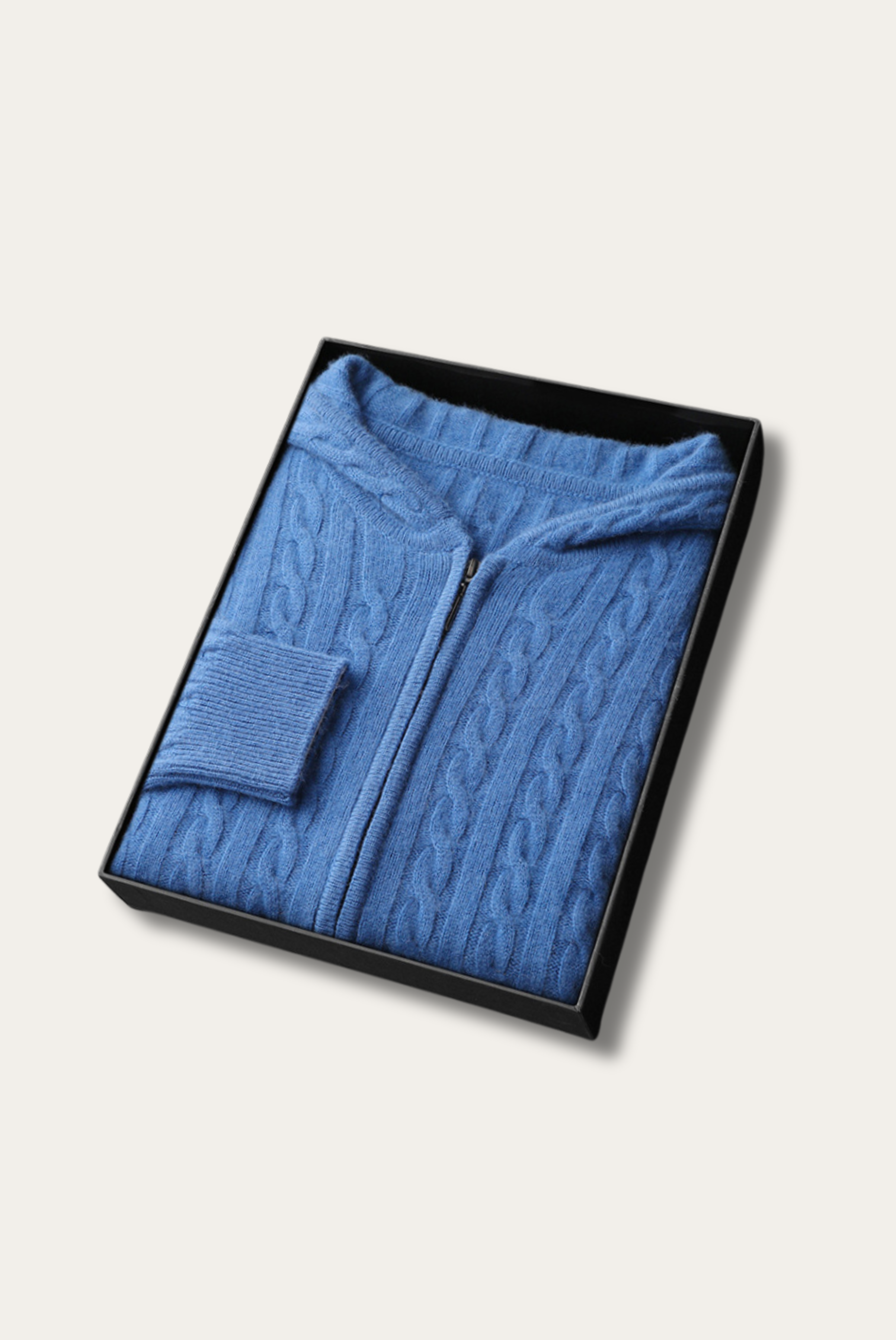 Blue Cashmere Zip-Up Jacket