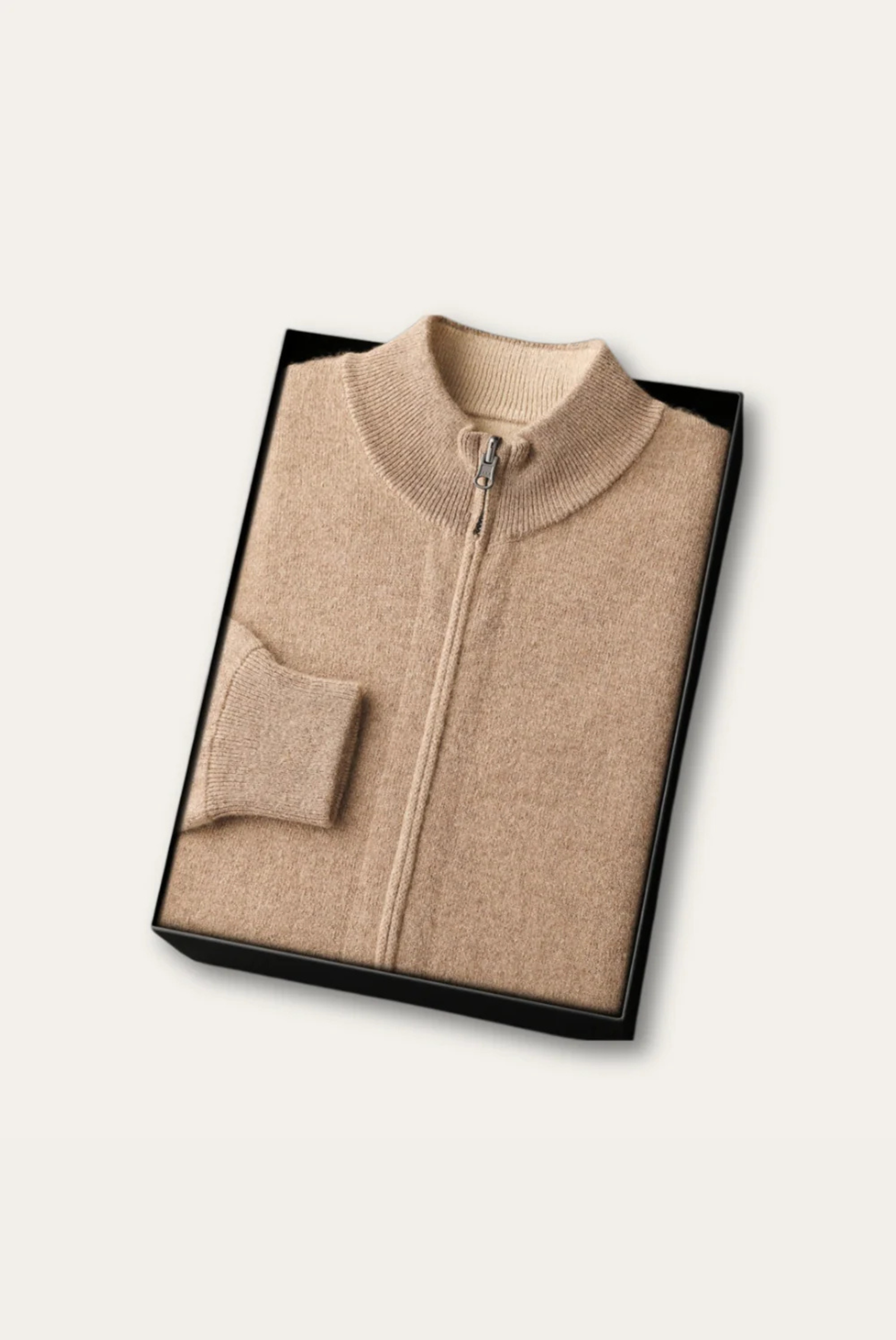 Camel Inside-Out Cashmere Cardigan