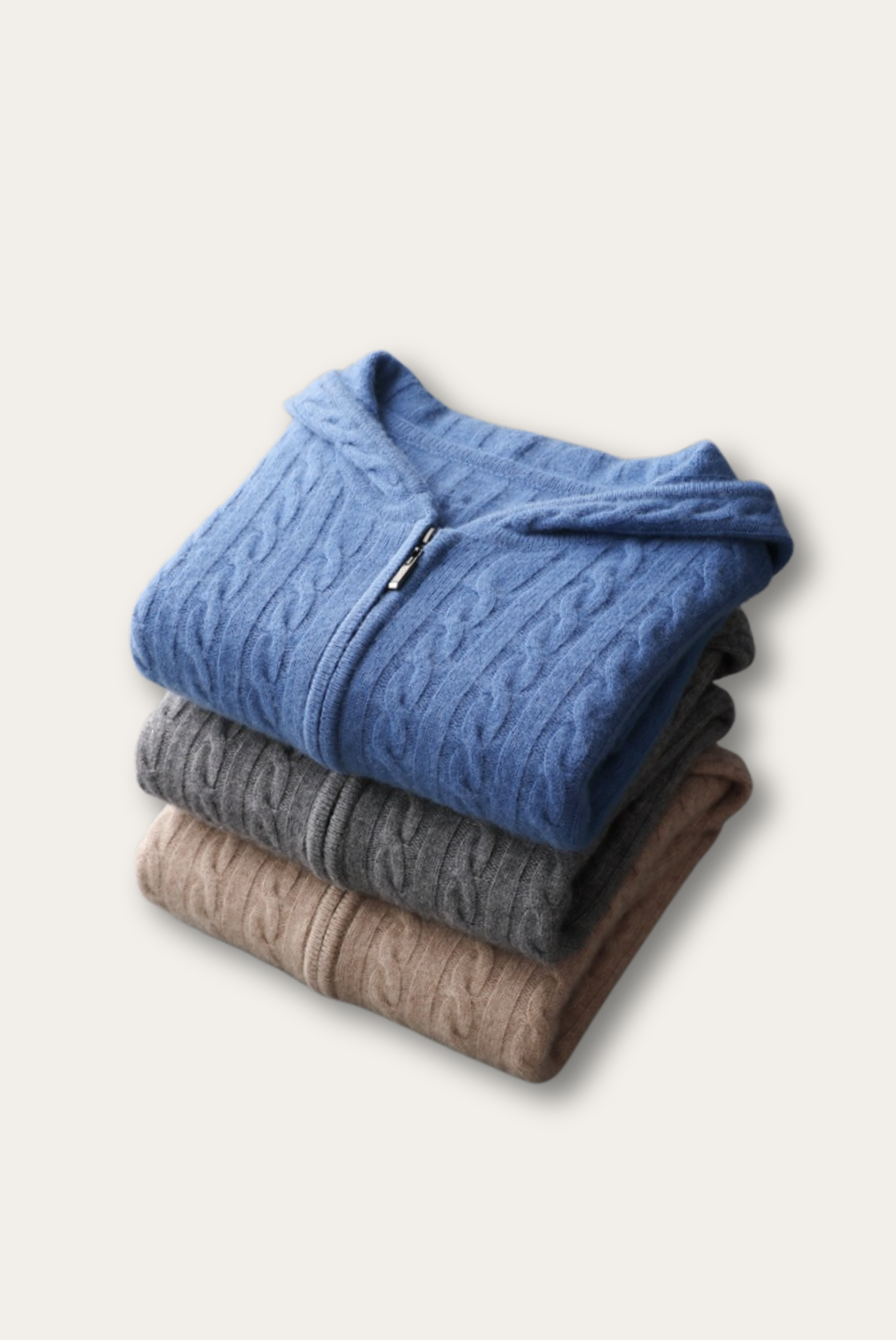 Blue Cashmere Zip-Up Jacket